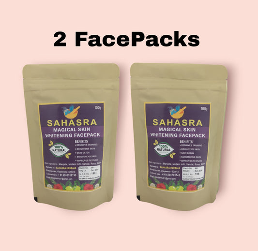 2 Skin Whitening FacePacks- Instant Glow/ Tan Removal