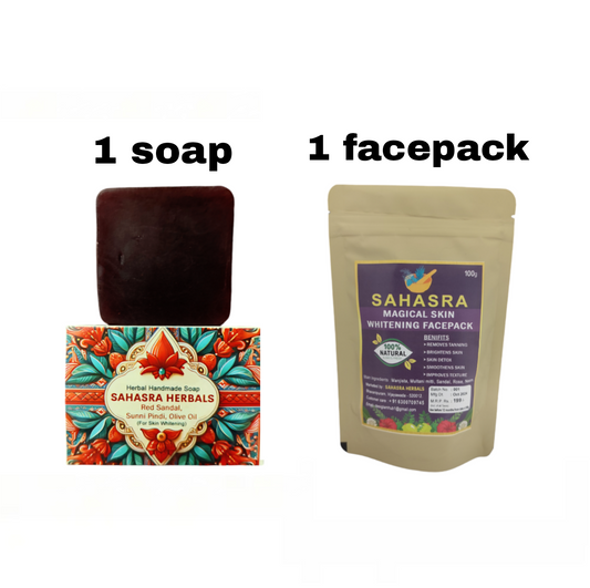 1 Red Sandal Soap & 1 Facepack for Skin Whitening